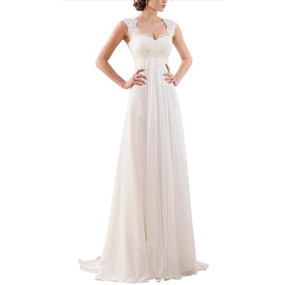 New w tags: Sleeveless lace ivory wedding gown - Picture 1 of 10
